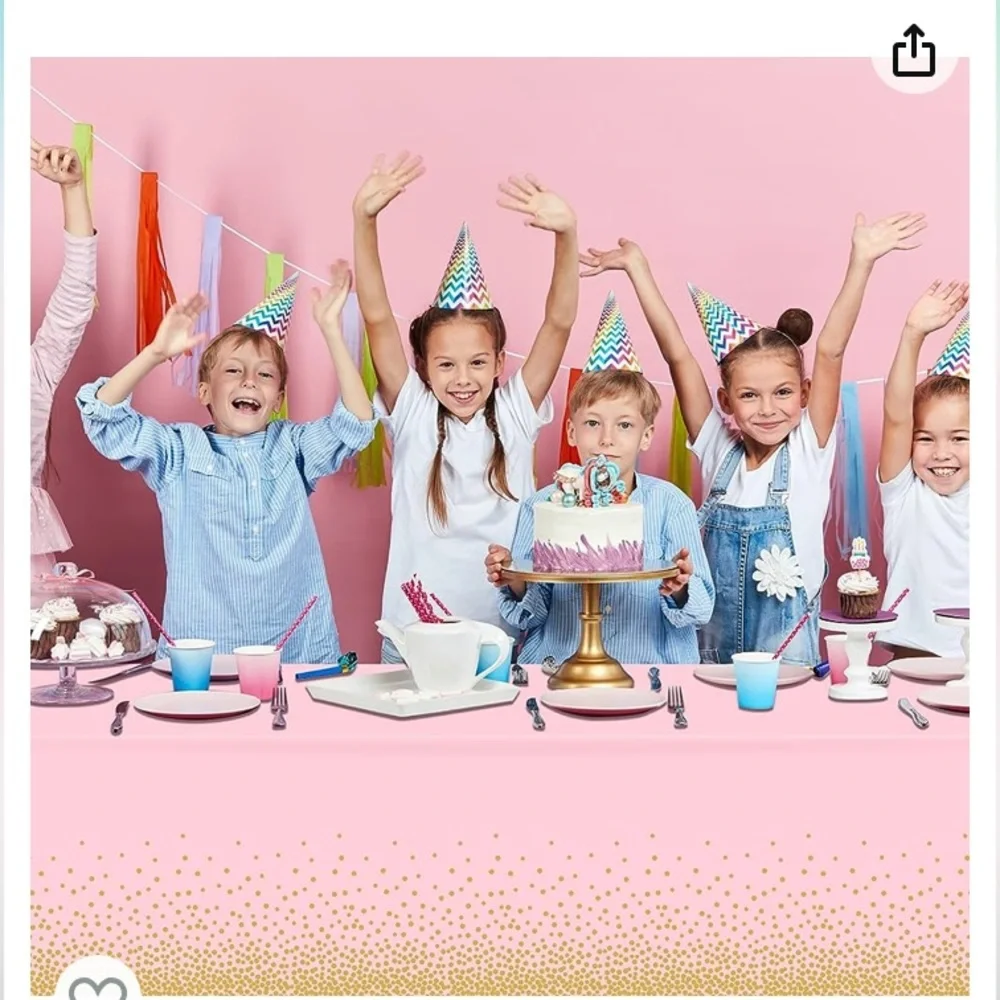 FunnyPars 4 Pack Pink and Gold Plastic Tablecloth for Parties, 3 bundles